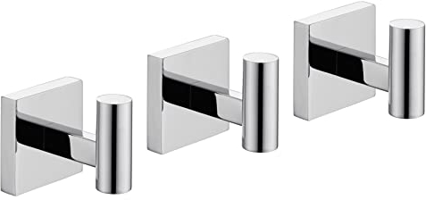 KOKOSIRI Appendiabiti da bagno, ganci appendiabiti per bagno, cucina, parete, confezione da 3, in acciaio inox cromato, B1013CH-P3