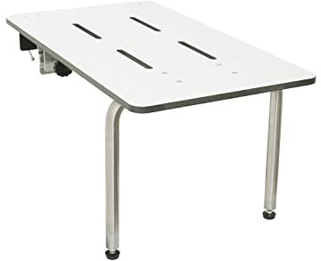 Redondo 26.5-inch x 16-inch White Phenolic Portable Tub Seat for Adults with Adjustable Legs and Dual Clamps
