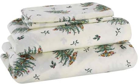 Spode Komplettes Bettlaken, gemütliches 4-teiliges Set mit passenden Kissenbezügen, Urlaubszimmer-Dekoration (Weihnachtsbaum-Kollektion, voll)