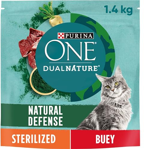 Purina One Dual Nature pienso Gato Adulto Esterilizado Buey 6x1,4 kg