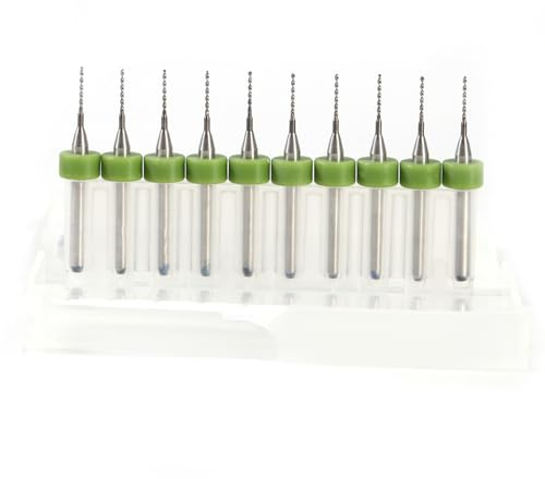 PCB-Bohrer-Set 10-teilig Hartmetall Mikro-Präzisionsbohrer für Leiterplatten 0,1 mm bis 1,4 mm Durchmesser 3,175 mm Schaft Präzisionswerkzeug für Elektronikbauteile