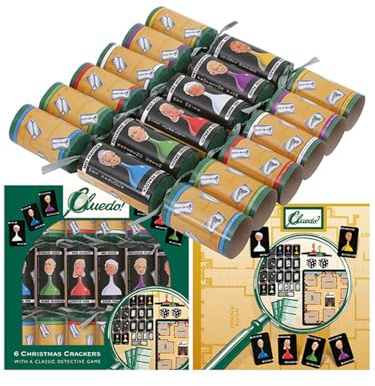 Tom Smith Pack 6 Hasbro Cluedo Christmas Crackers Family Dinner Party Festive Xmas
