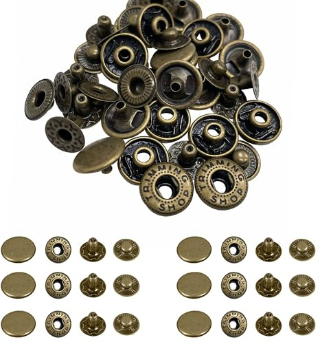 Trimming Shop Bottoni a pressione a molla a S, 12 mm, in metallo, durevoli, senza cuciture, per vestiti, portafogli, pochette, artigianato in pelle fai da te, borse, giacche, bronzo, 100 pezzi