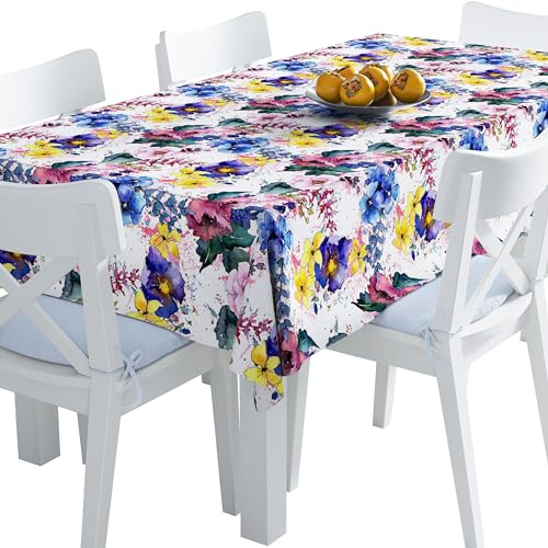 HEKO PANELS Tischdecke abwaschbar, Wilde Blumen, 140 x 110 cm | Tischtuch Outdoor, wasserabweisende Gartentischdecke mit Fleckschutz, dekorative Tafeldecke für gedeckte Tische