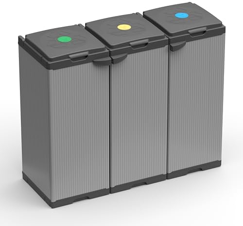 Adventa: Mobile Portasacco Tris per Raccolta differenziata in Plastica, Facile da Montare, Modular System, adatto a Sacchi da 80-110 L, Resistente, Ambienti Interni ed Esterni, 102L x 38P x 87H cm