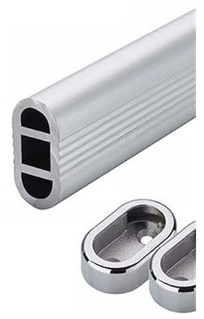 Barra de armario de color champán resistente para colgar ropa, tubo ovalado de cromo pulido para organización de armario