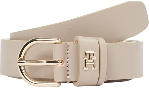 Tommy Hilfiger Donna Cintura Essential Effortless 2,5 cm Cintura in Pelle, Beige (Sandalwood), 75 cm