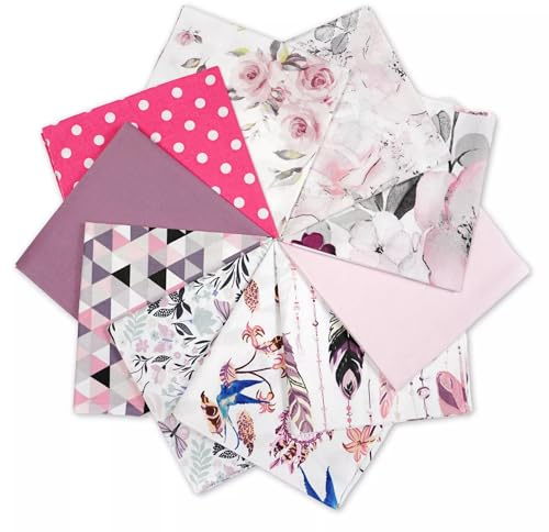 Textrend Patchwork Stoff Set, 100% Baumwolle Stoff DIY, Textilien 20 Stk. 40 x 40 cm (Lila/Rosa/Erwachsene)