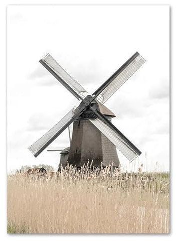 Gxllhh Bilder Windmühle Leinwand Bilder Mit Kiefer Innenrahmen, Moderne Wandbilder Wohnzimmer, Rahmen Kunstdruck Gemälde,Deko Bilder Für Wohnzimmer Schlafzimmer,Leinwandbilder Wohnzimmer 40X60Cm