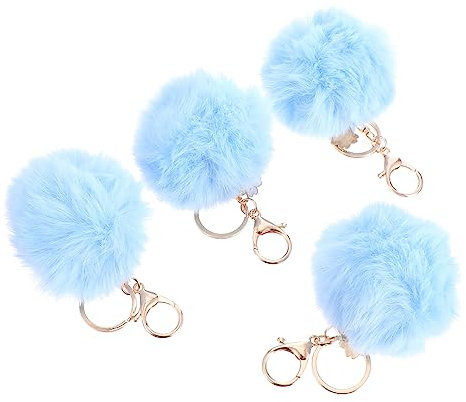 TOGEVAL Flauschiger Blumen Schlüsselanhänger 4 Stück Aus Kunstfell Handgefertigter Taschen Und Autoschlüsselanhänger Modisches Accessoire Für Damen