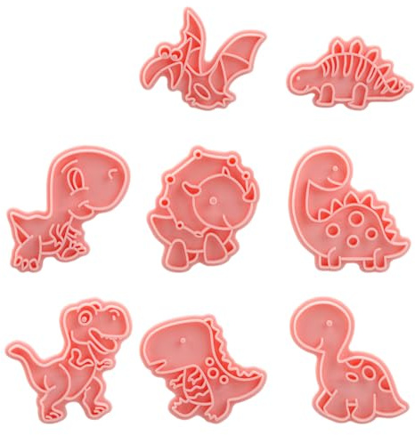 Lotsdonxia 8-Piece Dinosaur Cookie Cutter Set – 3D Dinosaur Shapes for Biscuits, Pastry, and Cake Decorations, Great for Kids’ Birthday Parties