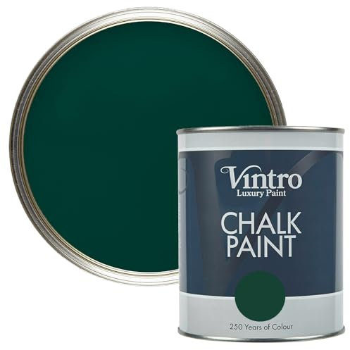Vintro Paint - Chalk Paint for Furniture, Walls and Woodwork. Interior Use. Quick Dry. 1 Litre (Dark Green - Woodpecker Green)