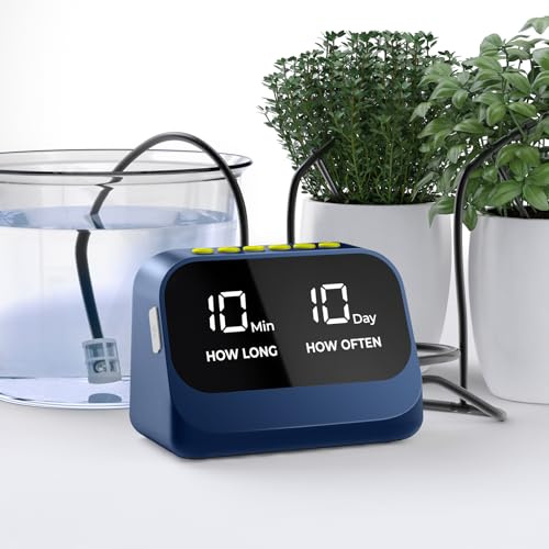 Automatic Plant Watering System,Plant Self Watering System Automatic Drip Irrigation Kit with Programmable Timer, LED Display, USB Power Indoor Irrigation System for Potted Plants (Blue)