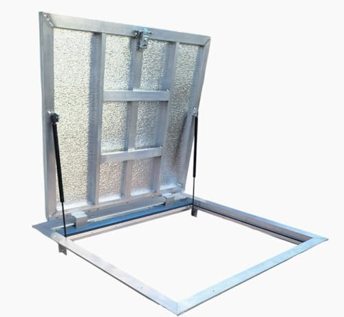 Puerta de suelo 80 x 80 cm de aluminio Thermo Max 4 hermética para sótano y pozo de revisión, tapa de alcantarilla, conducto (800 x 800 mm)