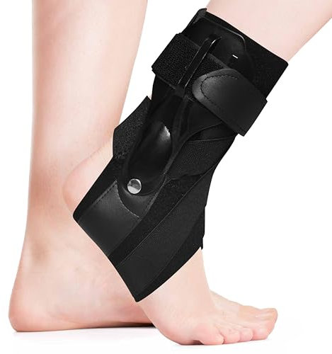 JGCJGG Sprunggelenkbandage, Verstellbare Knöchelbandage für Plantarfasziitis & Achillessehne, Fußgelenkbandage mit Doppelschichtschiene, Atmungsaktive Orthopädische Fußbandage für Beide Füße(L)