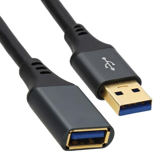 kenable PRO Metal USB 3.0 Extension Cable High Speed 5Gbps A Male to Female Shielded 20AWG Lead Black 0.5m