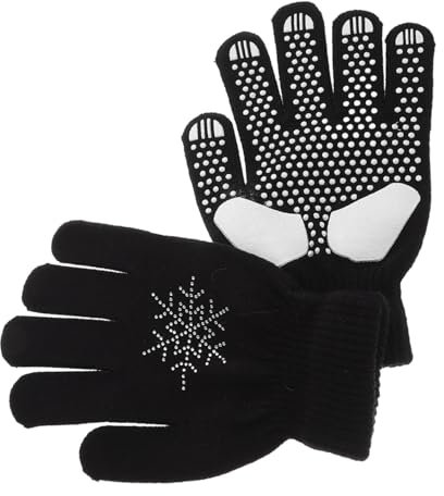 EXHUMKY Eiskunstlaufhandschuhe Winter rutschfest Verdickt mit Strasssteinen und Schneeflocken für Erwachsene und Kinder Geeignet für Eislaufen Skifahren und Outdoor Aktivitäten