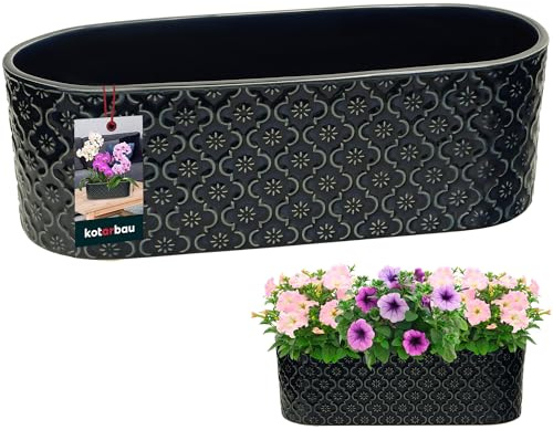 KOTARBAU® Maceta alargada interior de cerámica esmaltada, 13 x 37 cm, altura de 12 cm, color azul cobalto, macetas ovaladas, para el alféizar de la ventana, macetero para interior, maceta ovalada para