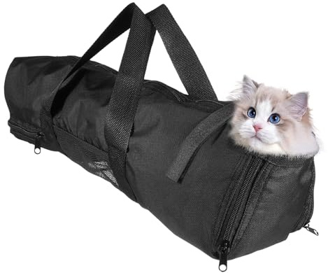Alasum Bolsa de Baño para Gatos Soporte para Cortar Uñas Bolsa de Ducha de Malla Cremallera para Lavar Su Mascota la Ducha Suministros para Mascotas