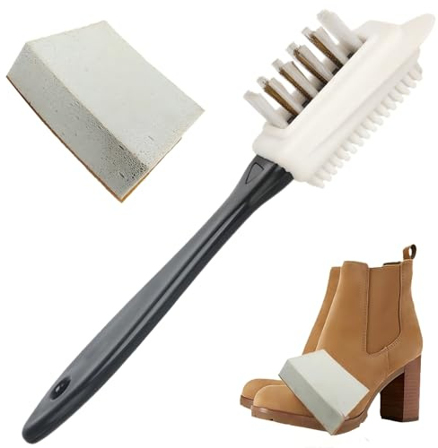 UEKPDM 2Pcs Suede Shoe Brush and Suede Eraser, Cleaner Set with Brass Bristles with Eraser Multifunctional Nubuck Suede Cleaner for Shoes Boot Leather Cleaning