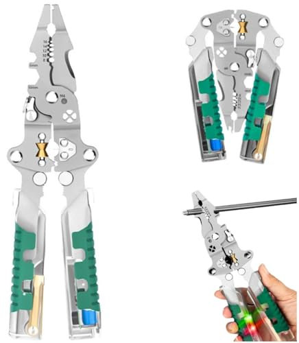 Pinza spelafili pieghevole 18 in 1, con rilevatore di tensione, pinza spelafili multifunzione, pinze elettriche per tagliare e tirare cavi, tagliacavi con pinza, crimpatrice