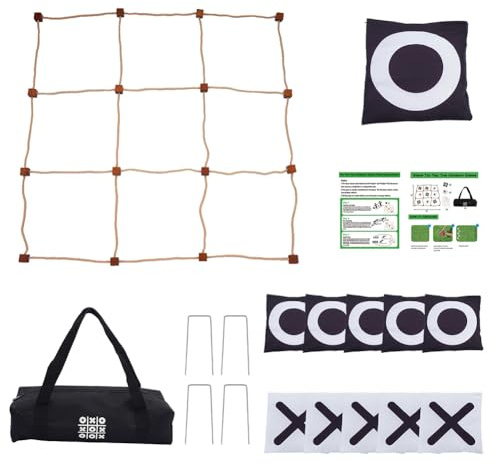 Riesiges Tic Tac Toe, Sitzsack-Wurfspiele für Erwachsene, XO Spielzeug Hofwurfspiel Outdoor-Spielset, Strand, Mehrspieler, Hof, Karneval, Feldtag, Picknick, Camping, Geburtstag-Schwarz
