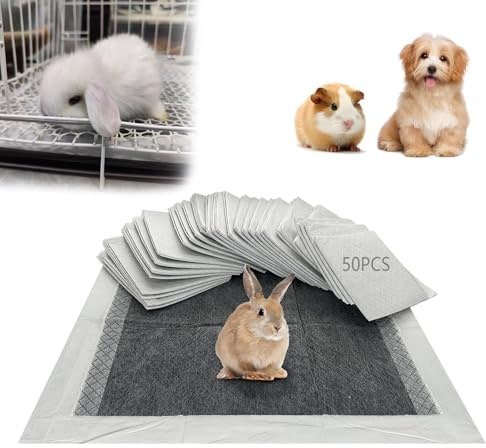 PeSandy PIPI Matten für Kaninchen, Hygienematte für Meerschweinchen, 50 Stück Einweg-Käfigeinlagen mit Super Saugfähig & Geruchshemmend für Welpen Katzen Chinchillas Hamster Frettchen Lgel (60x45cm)
