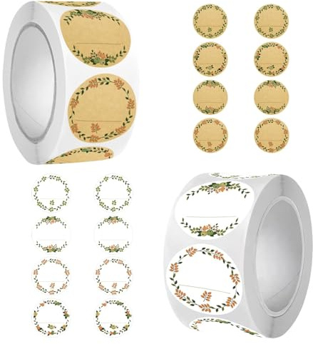Flaschenetiketten Selbstklebend - 1000 Stück Universal-Aufkleber, 2.5 cm Runde Klebeetiketten für Marmeladengläser, Honigflaschen, Gewürzdosen & Geschenktüten - Ideal zum Beschriften und Backen