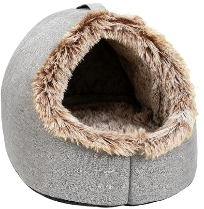 Mppchhn Überdachtes Katzenbett,Warme Beruhigende Winter Haustierbedarf | Kätzchen Bett Höhle Winter Katzenhaus - Für Kätzchen Welpen Kleine Hunde Zum Schlafen Innen Schlafzimmer Wohnzimmer Balkon