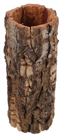 HOUDERCO Cachette de Reptile en Bois Naturel Couleur Café Tronc d'arbre Creux et Surface Écorce pour Terrarium Décoratif, Favorisant Comportements Naturels Reptiles