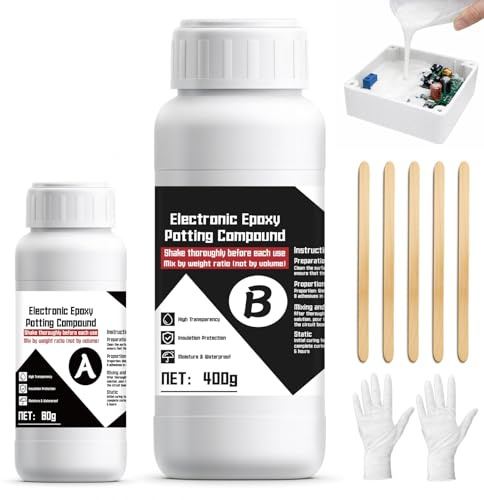 INNOVAYOU 480g Blanc Gel Isolant Electrique, RéSistant Aux Hautes Basses TempéRatures, Étanche à L'Eau, Adapté Circuits ImpriméS, Cartes De Commande D'Appareils ÉLectroméNagers Et Lampes Led