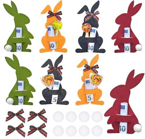 Geldgeschenk Verpackung, Ostern Geldgeschenke Set mit Osterhasen Filzdekorationen, Geldgeschenke Verpacken Ostern Hasen aus Filz, Ostergeschenken, Lustige Osterdekoration zum Verschenken für Geld