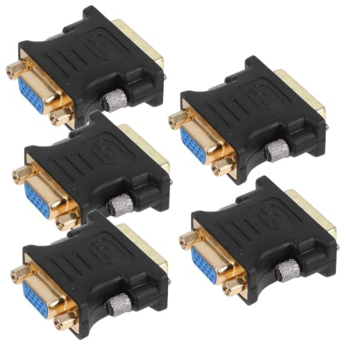 VALICLUD 5 Pièces Adaptateur Dvi vers Vga Mâle Femelle en Métal et Cuivre pour Écran et TV, Connexion Stable, Usage Bureau et Divertissement à Domicile