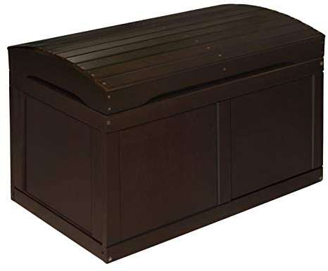 Badger Basket Hardwood Safety Hinge Barrel Top Toy Storage Chest, Espresso, 17x19 Inch (Pack of 1) (01345)