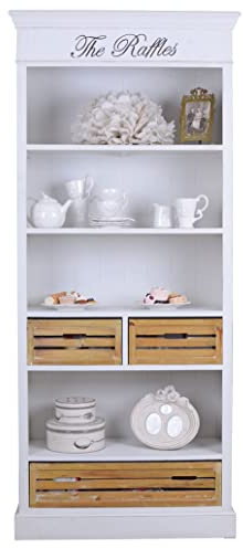 Regal Landhausstil Bücherregal 193 cm Sschubladen Weiss Küchenregal Vintage HMA11 Palazzo Exclusiv