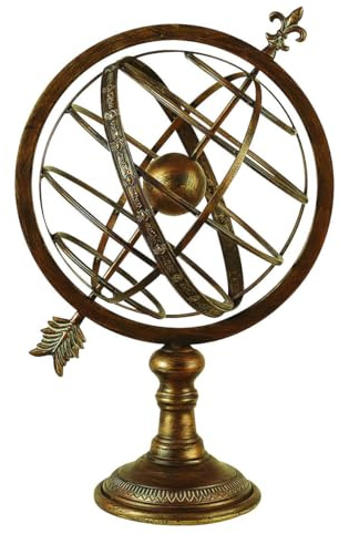 Deco 79 Metal Compass Armillary Globe, 17 x 14 x 25, Brass