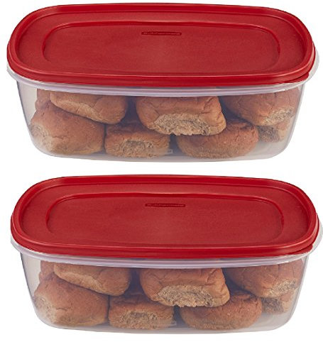 Rubbermaid 7J77 071691405382 Food, Plastic, Clear with red lid