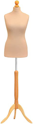 Size 10-12 Female Dressmaking Mannequin Tailors Bust Dressmakers Display Dummy on a stylish Wooden Tripod Base