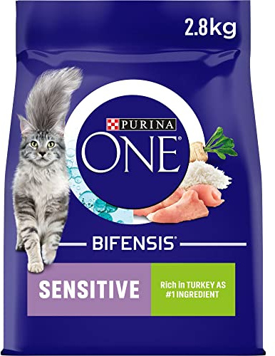 Purina One Sensitive Complete Dry Cat Food with Rich in Turkey and Rice, 3 kilograms