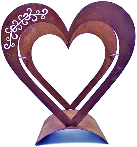 Rostikal Herz Holzregal Metall 50 x 30 cm Kaminholzregal Rost Deko Valentinstag