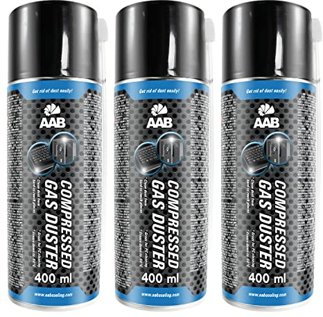 3 x AAB Botella de Aire Comprimido 400ml para Limpiar Teclados, Ordenadores, Copiadoras, Cámaras, Impresoras y Otros Equipos Eléctricos, Soplador, Eliminación de Polvo, Spray Limpiador