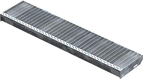 Fenau – 1200 x 270 mm - Gitterrost-Stufe (R11) XSL, MW: 30/10 mm, verzinkt, Stahl-Treppenstufe nach DIN-Norm, Fluchttreppen geeignet, Anti-Rutsch-Wirkung