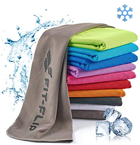 Fit-Flip Kühlendes Handtuch - Ice Cooling Towel und mikrofaser Kühltuch – kühlende Handtücher für Nacken und Hals - Airflip cool Towel für Fitness und Sport - Kühlhandtuch (grau, 100x30cm)