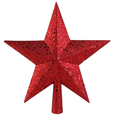 Mini Weihnachtsbaumspitze Glitzernder Roter Stern Mit Doppelseitigem Design Für Christbaumdekoration