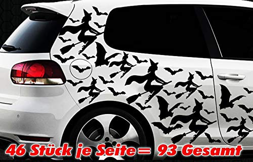 HR-WERBEDESIGN 93x Hexe Sterne Star Auto Aufkleber Wandtattoo Hexenkutsche Gothic Halloween XXX