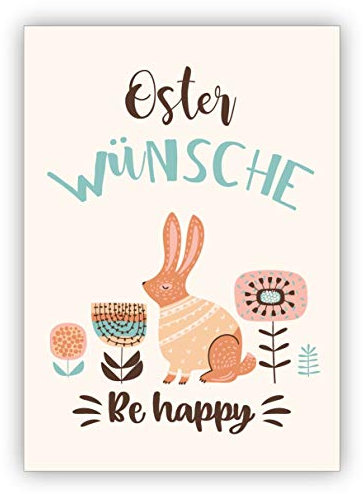 Kartenkaufrausch Im 5er Set: Wunderschöne Retro Osterkarte mit Osterhase im Blumenbeet: Oster Wünsche - Grußkarte zum Osterfest für Familie, Freunde & Kunden