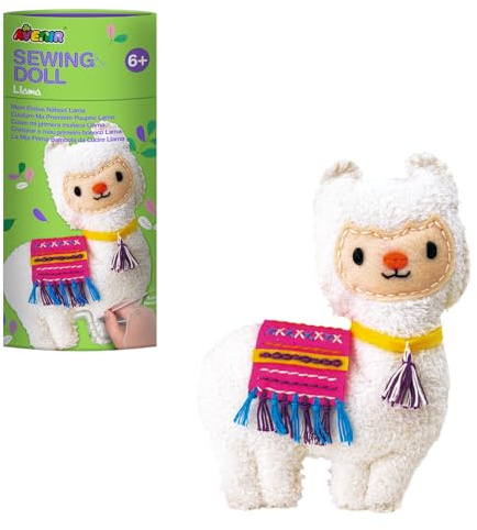 Avenir 6301623 DIY Nähset, Sewing Lama, Bastelset für Kinder, Kreativ-Set, ab 6 Jahren, Leuchtende Farben