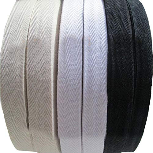 45M Baumwolle Bindeband Schrägbandband zum Nähen Handwerk Gurtbandbesatz 1-5cm Breite (Weiß, Breite: 2.5cm)