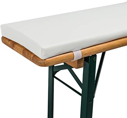 TexDeko Bierbankauflage gepolstert 220x25x4cm XL Kunstleder für Bierzeltgarnitur Polsterung für Bierbank (Weiß)