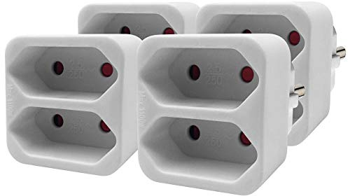 revolt Eurosteckdose: 4er Set Eurostecker 2-fach Steckdosen, 230V, weiß (Einbausteckdose Eurostecker, Euro Einbausteckdose, Tisch)